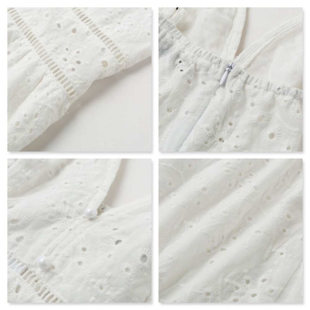 Boho V-Neck Long White Fit & Flared Cami Dress - Picture 8 of 15